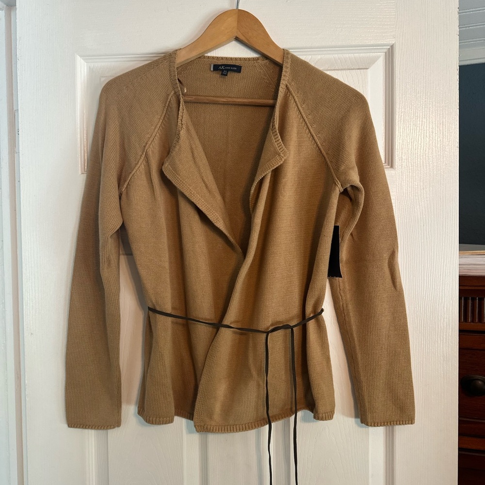 Tan Open Front Cardigan